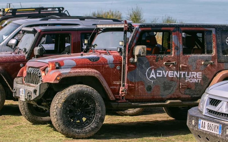Bovilla Lake & Mount Gamti Expedition by 4x4 Safari car - Leaving Durrës in a safari-style vehicle
