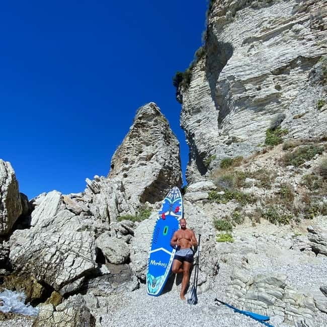 Caves of Porto Palermo: Kayak/SUP Tour with Castle Sea View - Castle views after the first swim