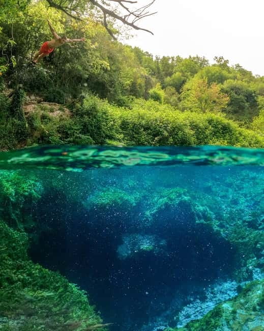 From Tirana/Golem/Durrës:Blue Eye,Ksamil - The Blue Eye: 40 minutes at a remarkable spring