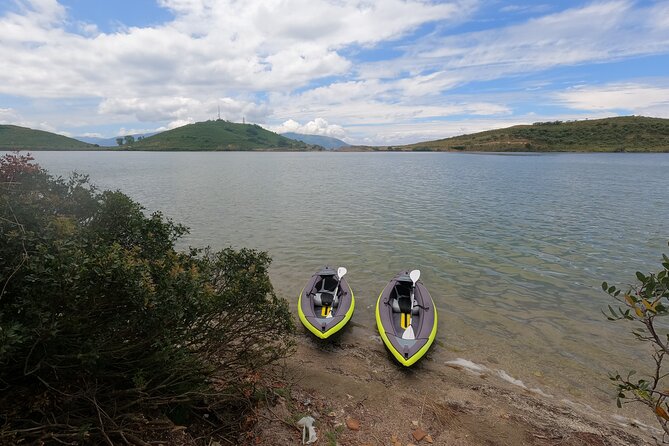 Kayaking at Narta Lagoon from Vlore - Preparing the kayak and starting across the lagoon