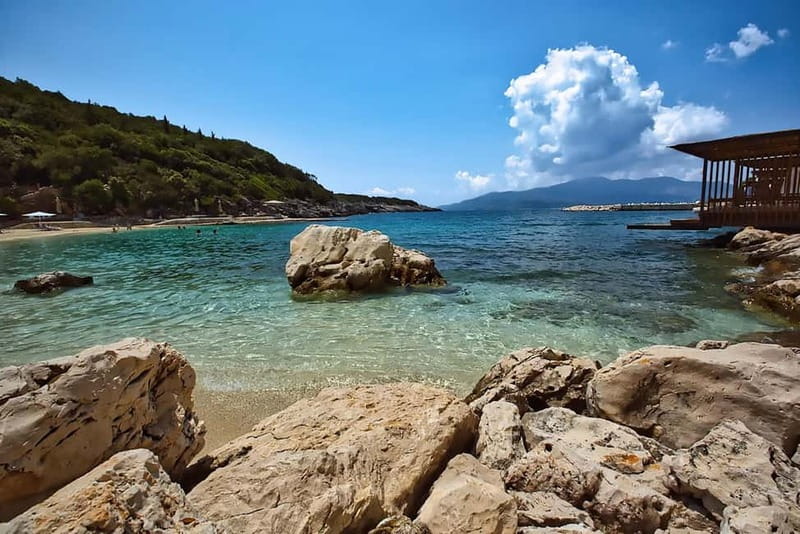 Ksamil Boat Tour To Pulebardha, Pigeon Cave & Snorkelling - Kep Merli starts the swimming