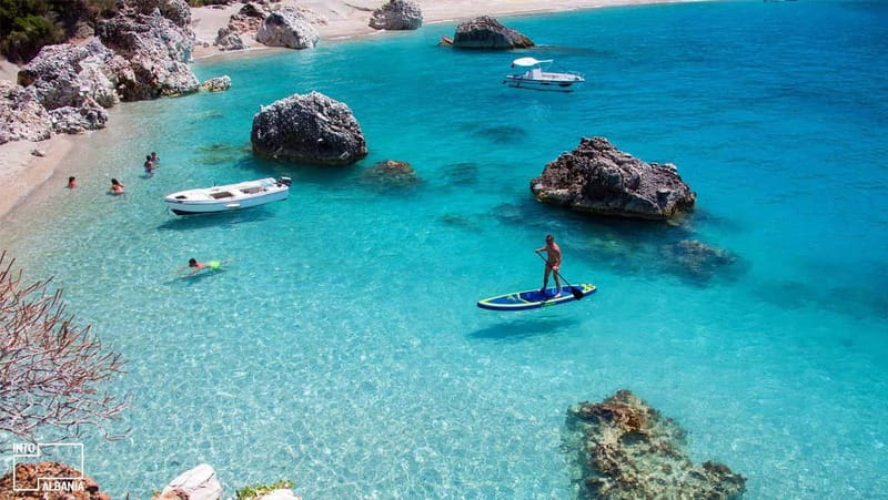 Lukova - Kroreza secret beaches and caves: Kayak & SUP Tour - Reaching Krorëza Beach by sea