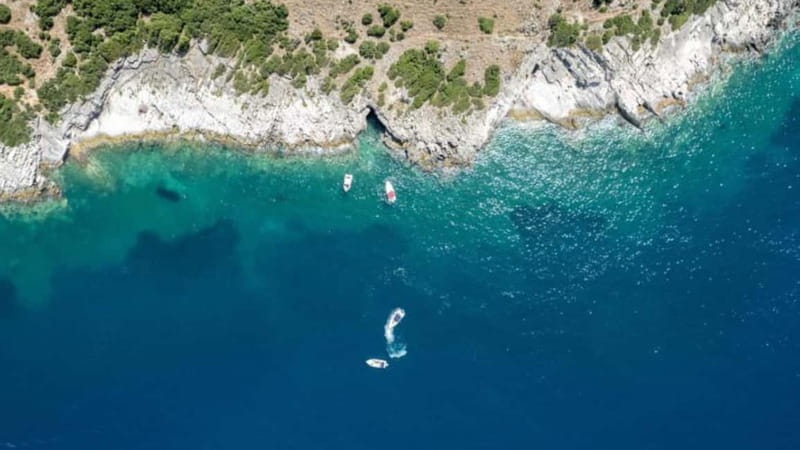 Saranda:Boat Tour to Kroreza with snorkelling,&umbrellas - Rojdhes Bay finishes the swimming circuit