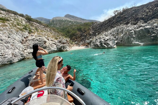 Secret Blue Gem Cave & Grama Bay Boat Tours Vlore - Haxhi Ali Cave and the first coastal stop