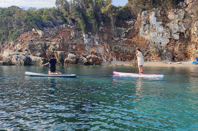 Stand Up Paddle-boarding around Ksamil islands (3 times a day) - Learning to stand before heading toward the islands