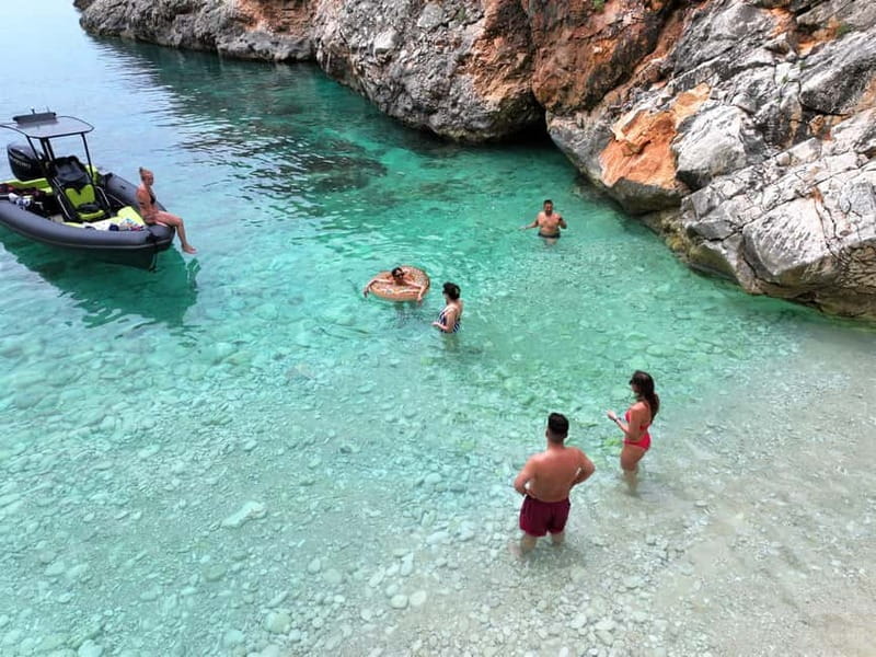 Vlora: Grama Bay and Blue Cave Speedboat Tour Adventure - Haxhi Ali Cave is the dramatic center of the day