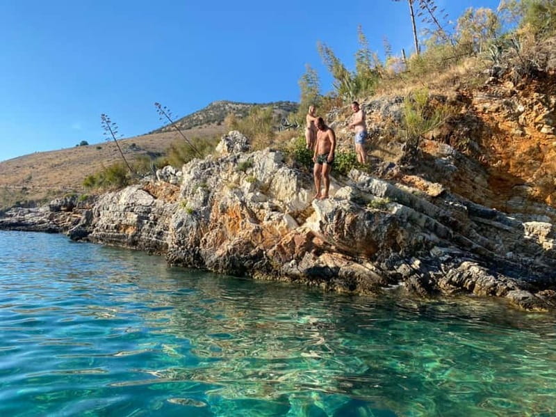 Vlore Guided Tour: Sazan Island, Haxhi Ali Cave & Karaburun - Entering Haxhi Ali Cave by boat
