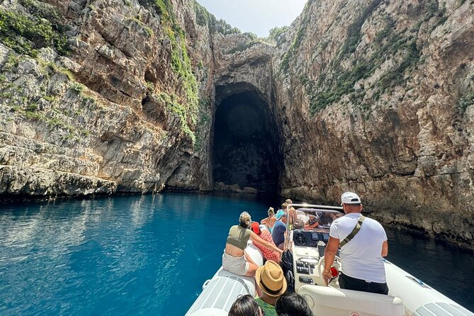Vlore: Speed Boat Trip to Haxhi Ali Cave and Karaburun Peninsula - Entering Haxhi Ali Cave by boat