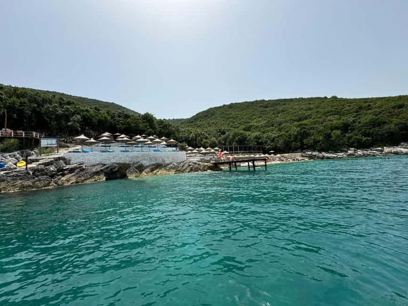 Vlore: Speedboat to Sazan Island, Haxhi Ali Cave & Karaburun - Sazan Island: old buildings, hills, and a quiet beach